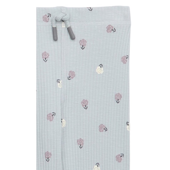 Easy peasy organic girls 5T legging and top Set flowers Print purple blue ivory - Picture 4 of 16